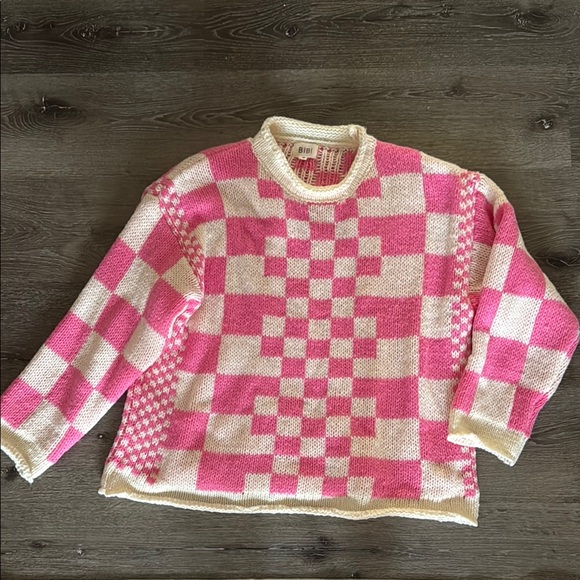 BiBi Sweaters - Pink and White Checkered Sweater